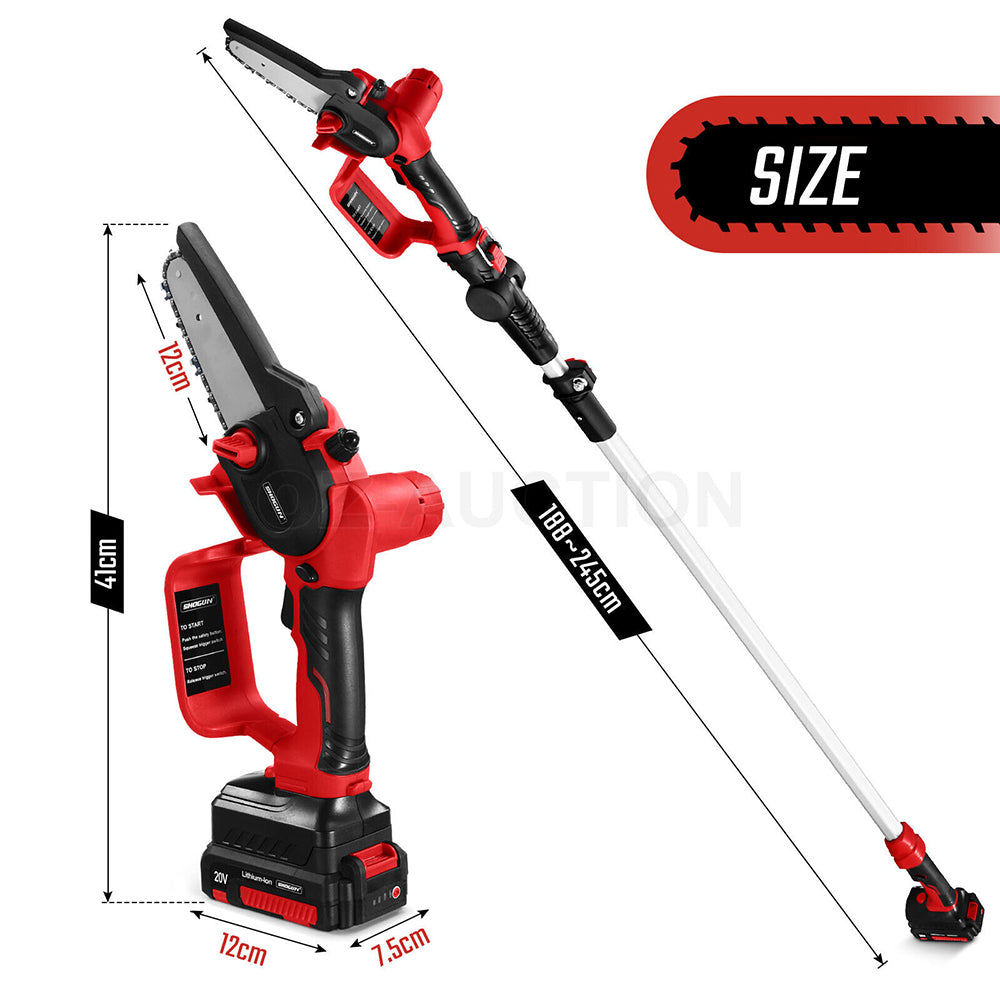 2 In 1 Cordless Electric Chainsaw w/Telescopic 1.78m Pole