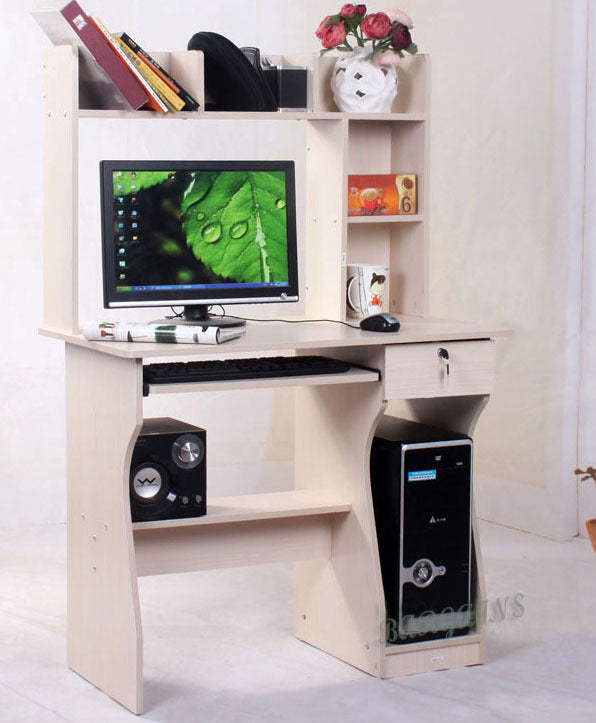 Deluxe Combination Workstation - Computer Desk w/Shelves, Drawer, Lockable. 3 Colours - Deluxe Home Delight