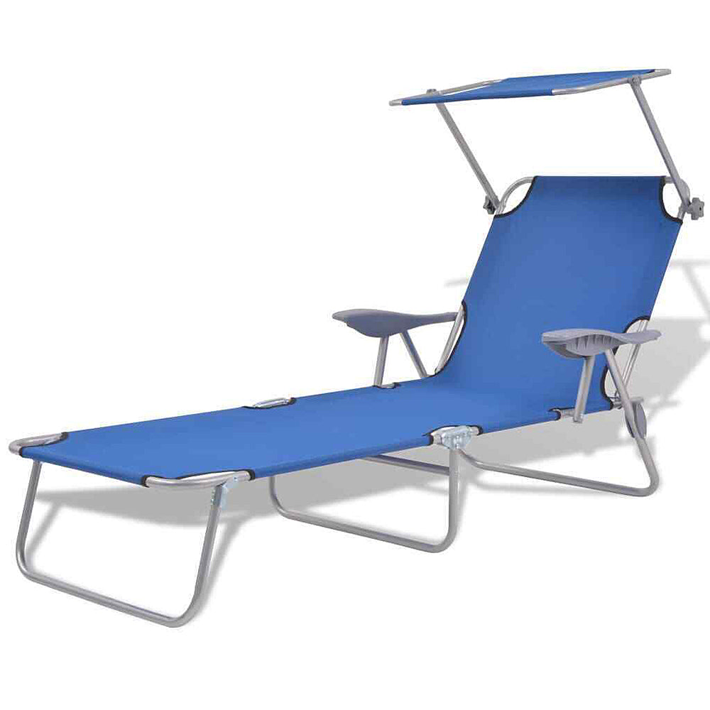 Foldable Reclining Sun Lounger with Shade/Roof – 5 Colours