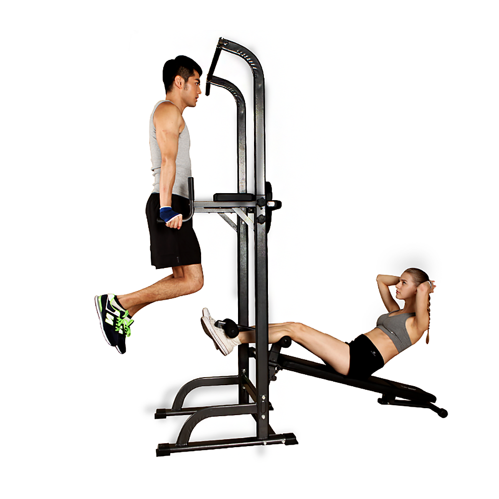 FitFirst Fitness Station - Tower Dip, Bar Pull Up, Multi Function 4 Way Stand - Deluxe Home Delight