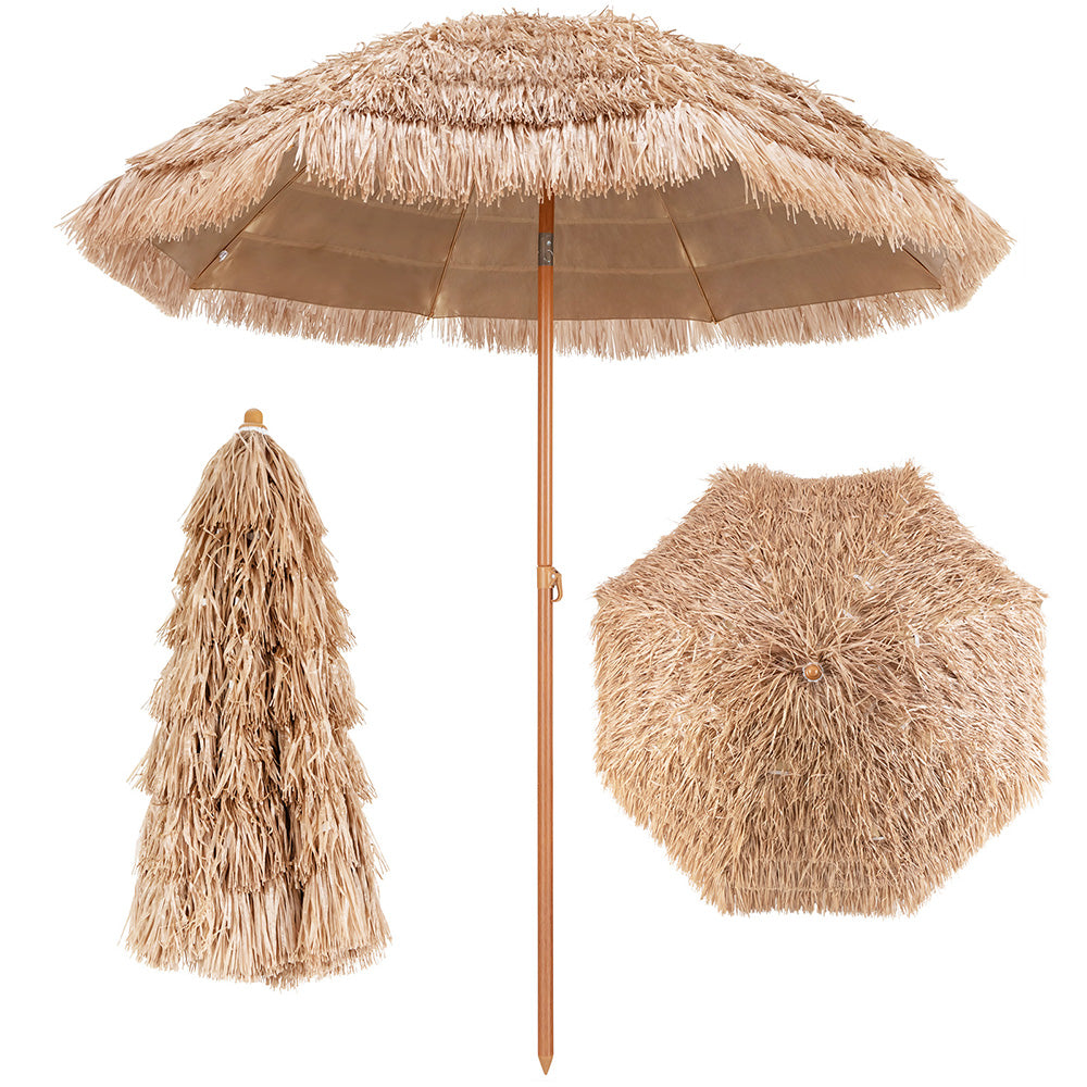 Thatched Portable Tiki Beach & Patio Umbrella - 2 Sizes