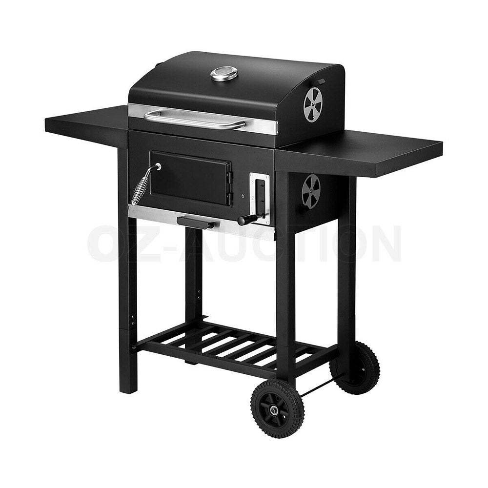 Outdoor Charcoal BBQ Grill Trolley Smoker Portable Cooking Camping Barbecue Set