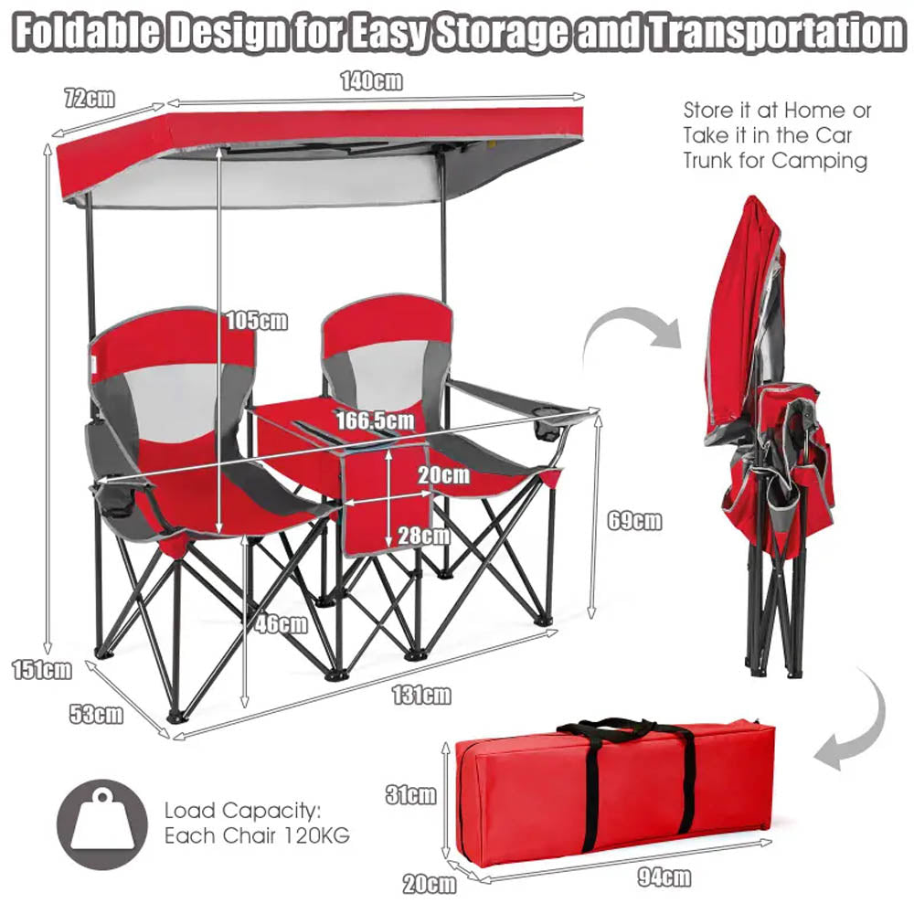 SunnyLife Outdoor Camping & Beach Chair w/Sun Shade/Canopy & Carry Bag