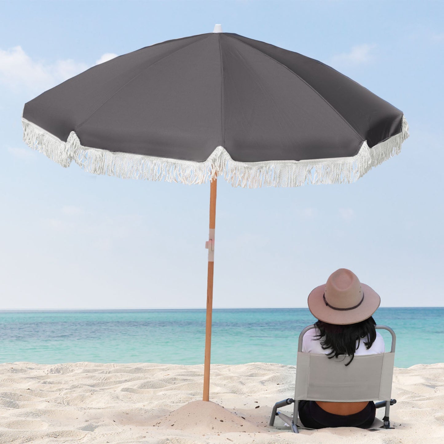 Zelda Fringed Beach Umbrella - 4 Cols