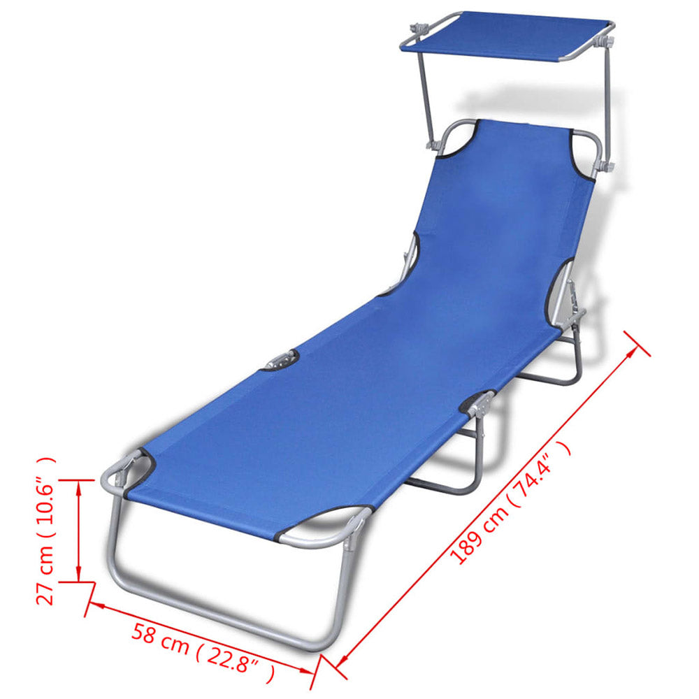 Brava! Folding Sun Lounger with Canopy - 6 Colours