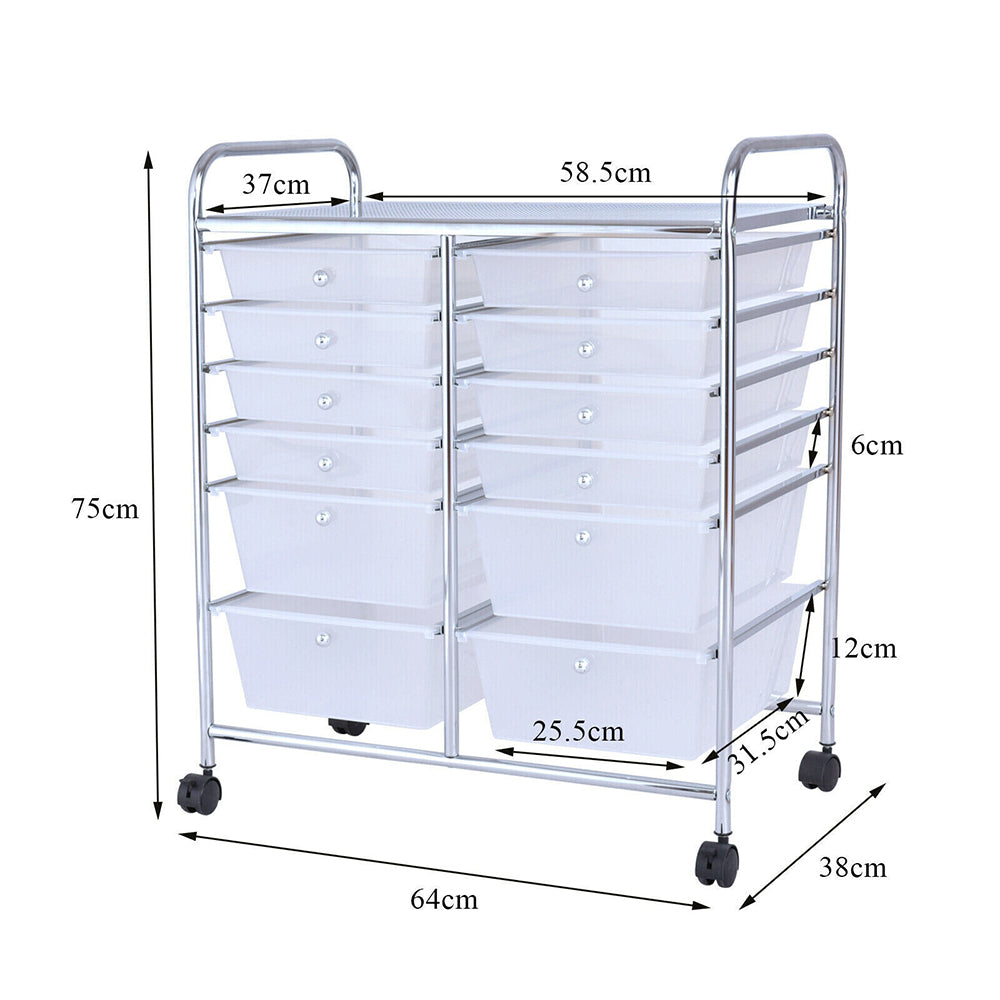 Rolling Storage Cart/Trolley Home & Office  w/ Wheels - 15 Drawers