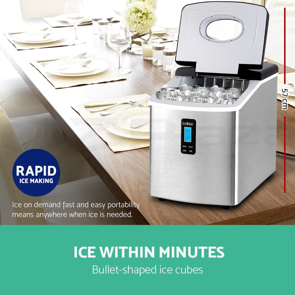 3.2L InStyle Portable Benchtop Ice Cube Maker  - Black or Grey