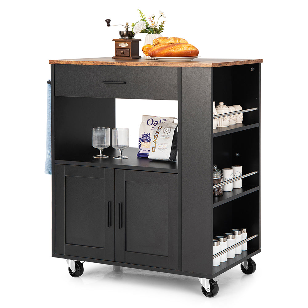 Forta Kitchen Island & Trolley Rolling Serving Cart w/Storage & Shelves