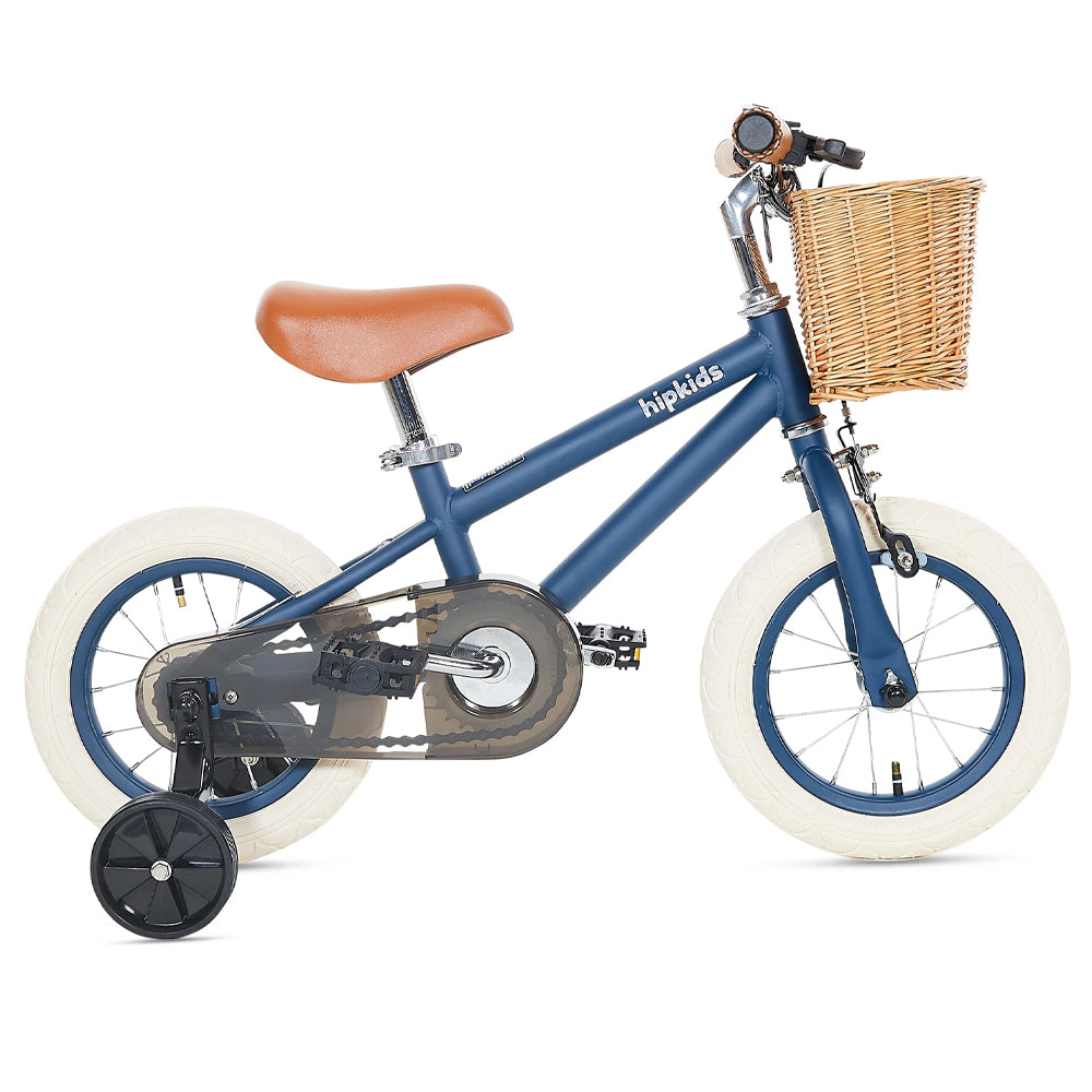 Classic Kids Steel Bike with Wicker Basket - 4 cols