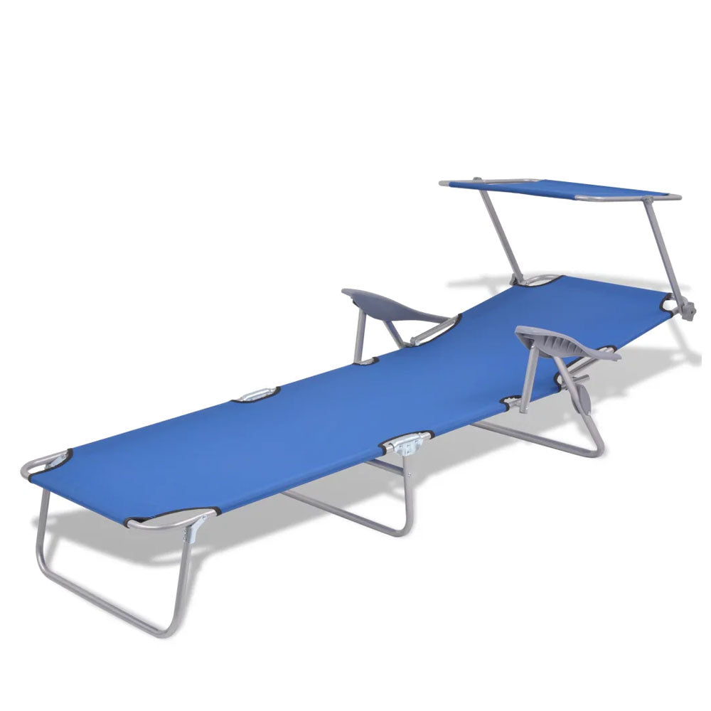 Foldable Reclining Sun Lounger with Shade/Roof – 5 Colours