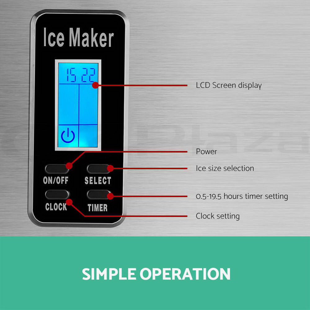 3.2L InStyle Portable Benchtop Ice Cube Maker  - Black or Grey