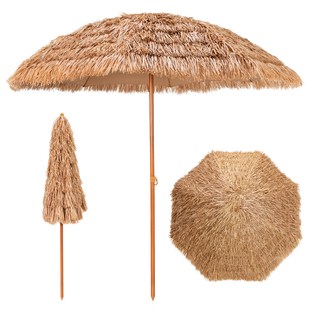 Thatched Portable Tiki Beach & Patio Umbrella - 2 Sizes