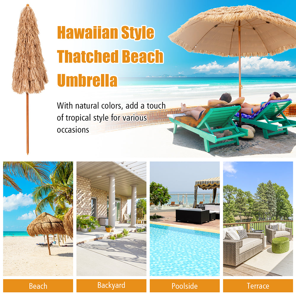 Thatched Portable Tiki Beach & Patio Umbrella - 2 Sizes