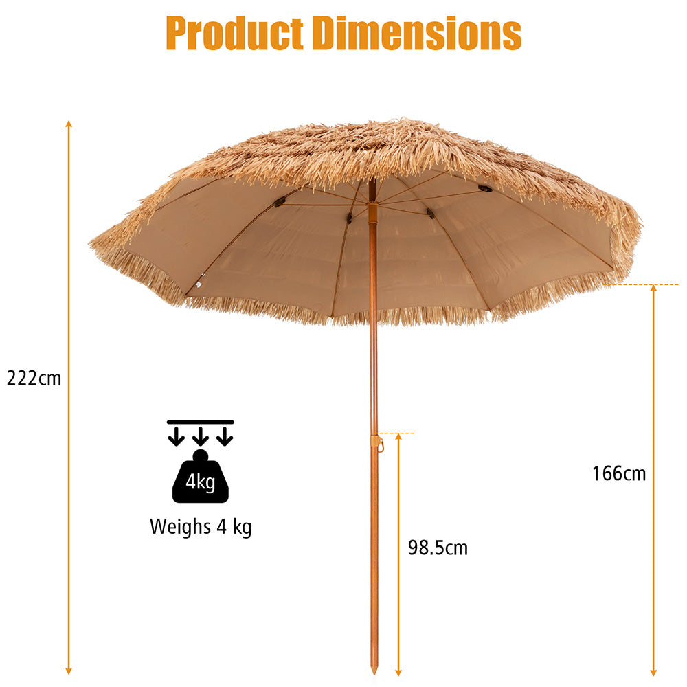 Thatched Portable Tiki Beach & Patio Umbrella - 2 Sizes