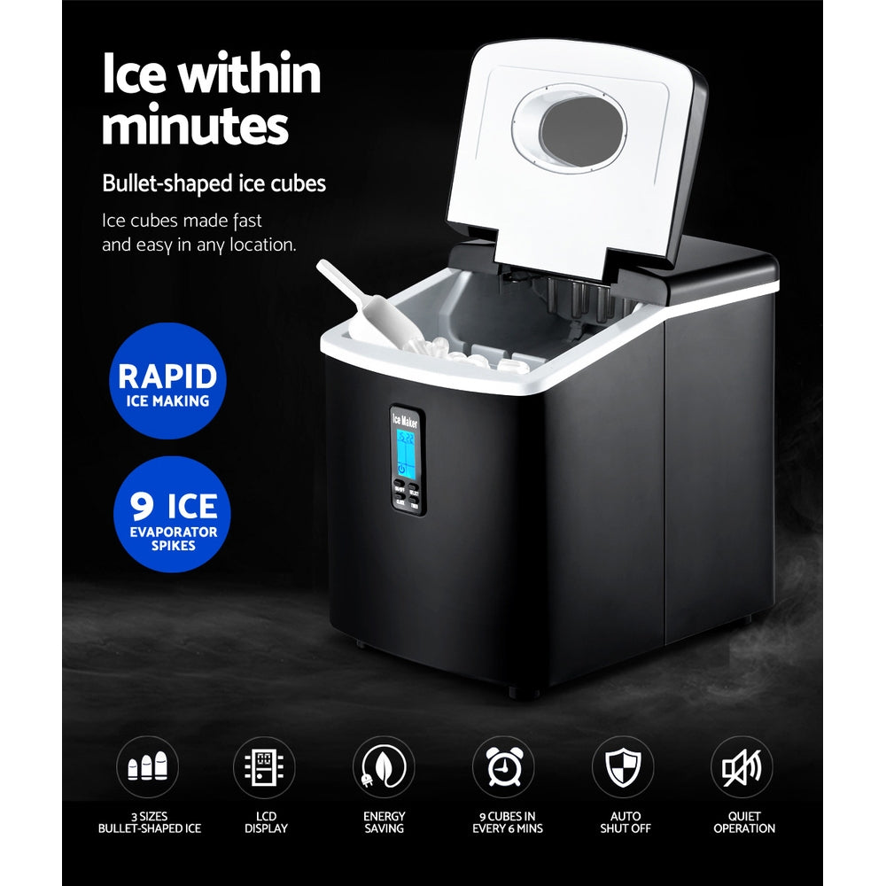 3.2L InStyle Portable Benchtop Ice Cube Maker  - Black or Grey