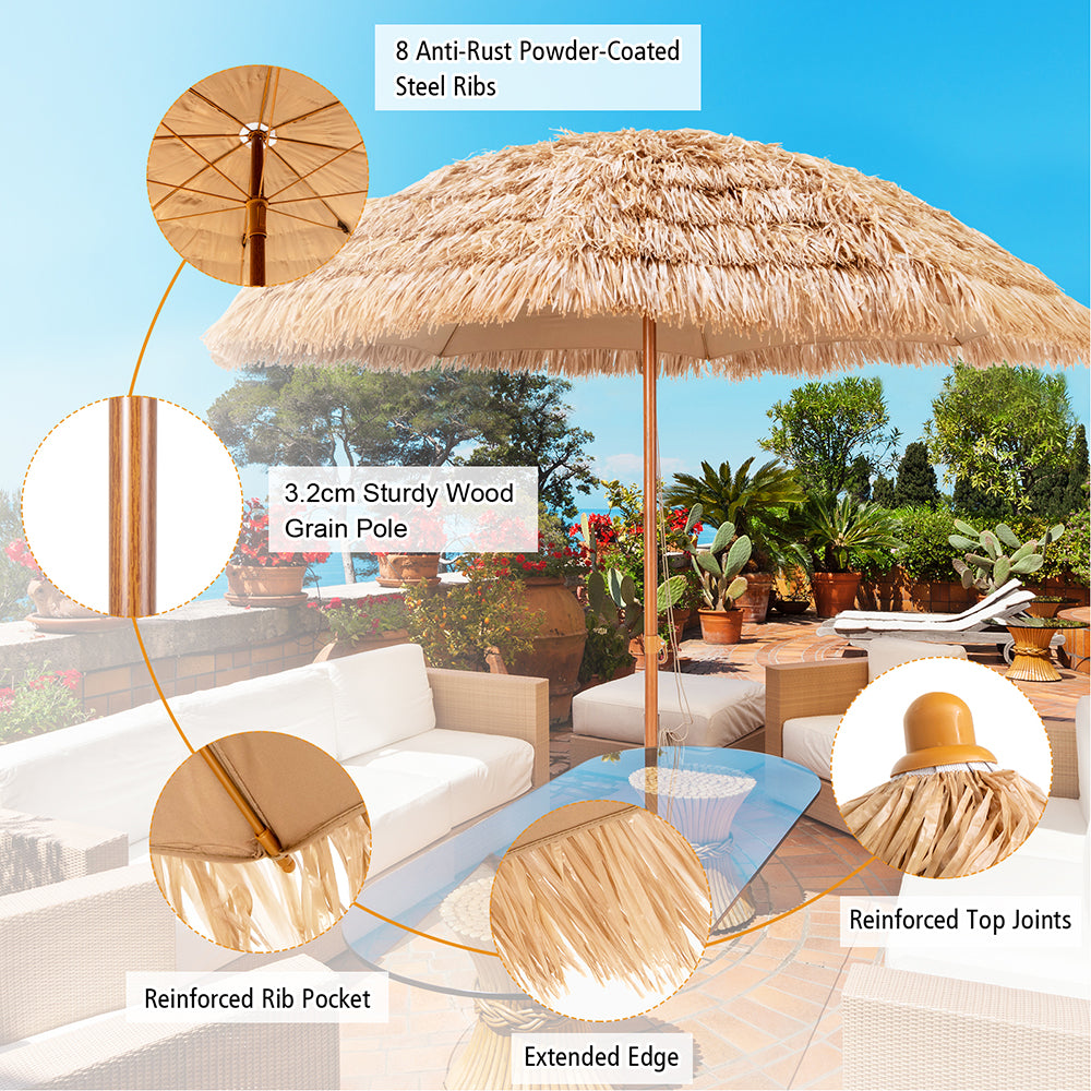 Thatched Portable Tiki Beach & Patio Umbrella - 2 Sizes