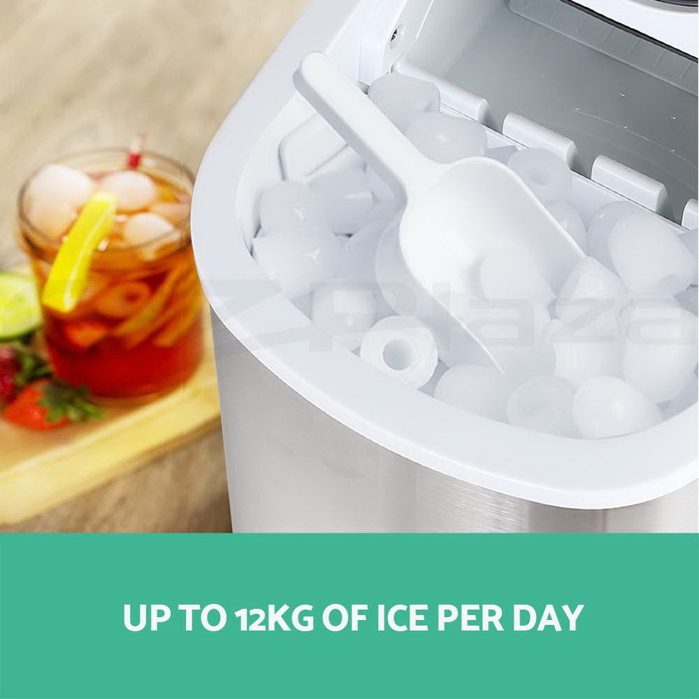 2.4L Portable Ice Cube Maker Machine Stainless Steel Benchtop Counter Top - Model 2