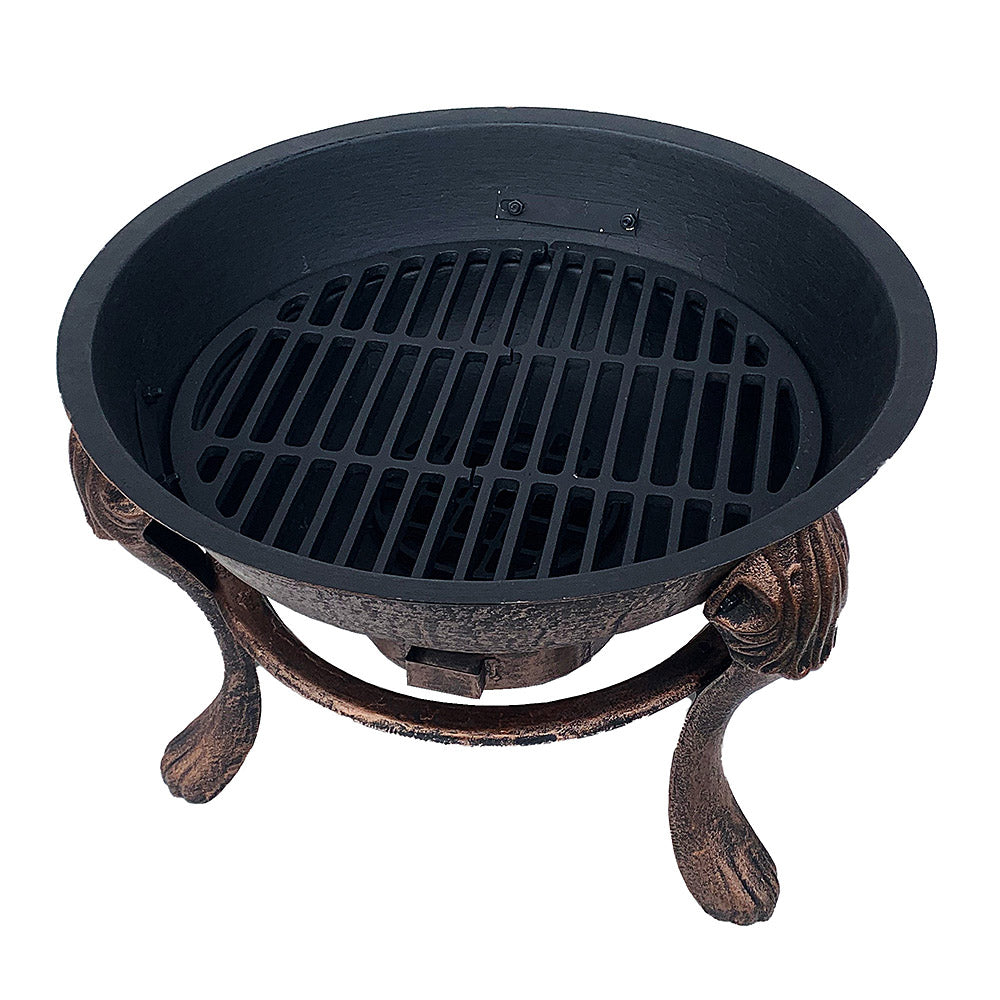 Volcano Antique Gold Firepit BBQ with Lid + Grill