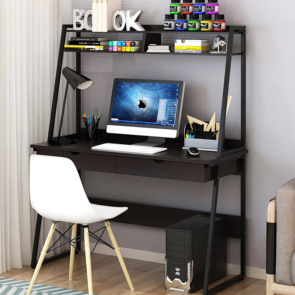 Liberty Tall Computer Desk Workstation with Shelves & Drawers - Deluxe Home Delight