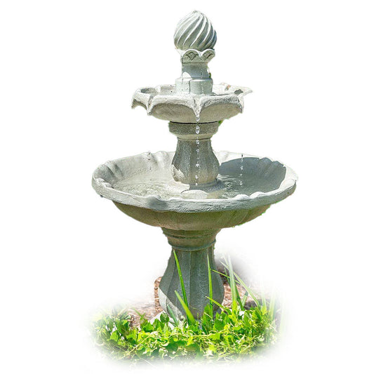 Antiva 3 Tier Solar Powered Water Feature/Fountain/Bird Bath - Light Grey