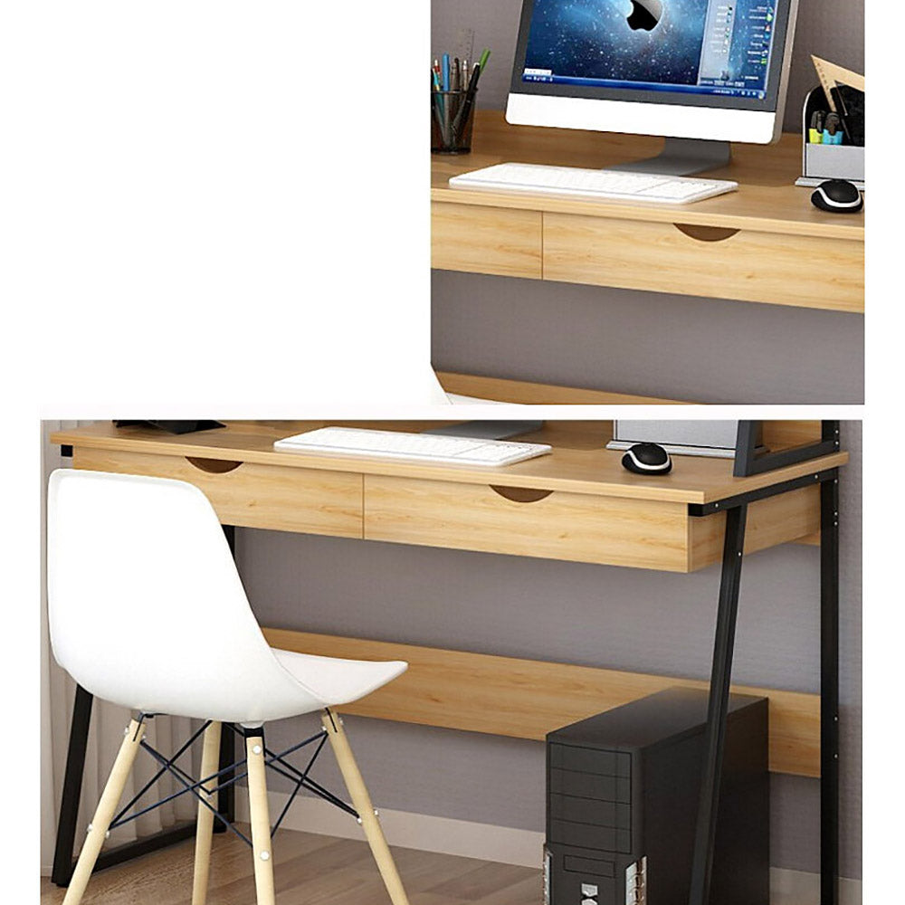 Liberty Tall Computer Desk Workstation with Shelves & Drawers - Deluxe Home Delight