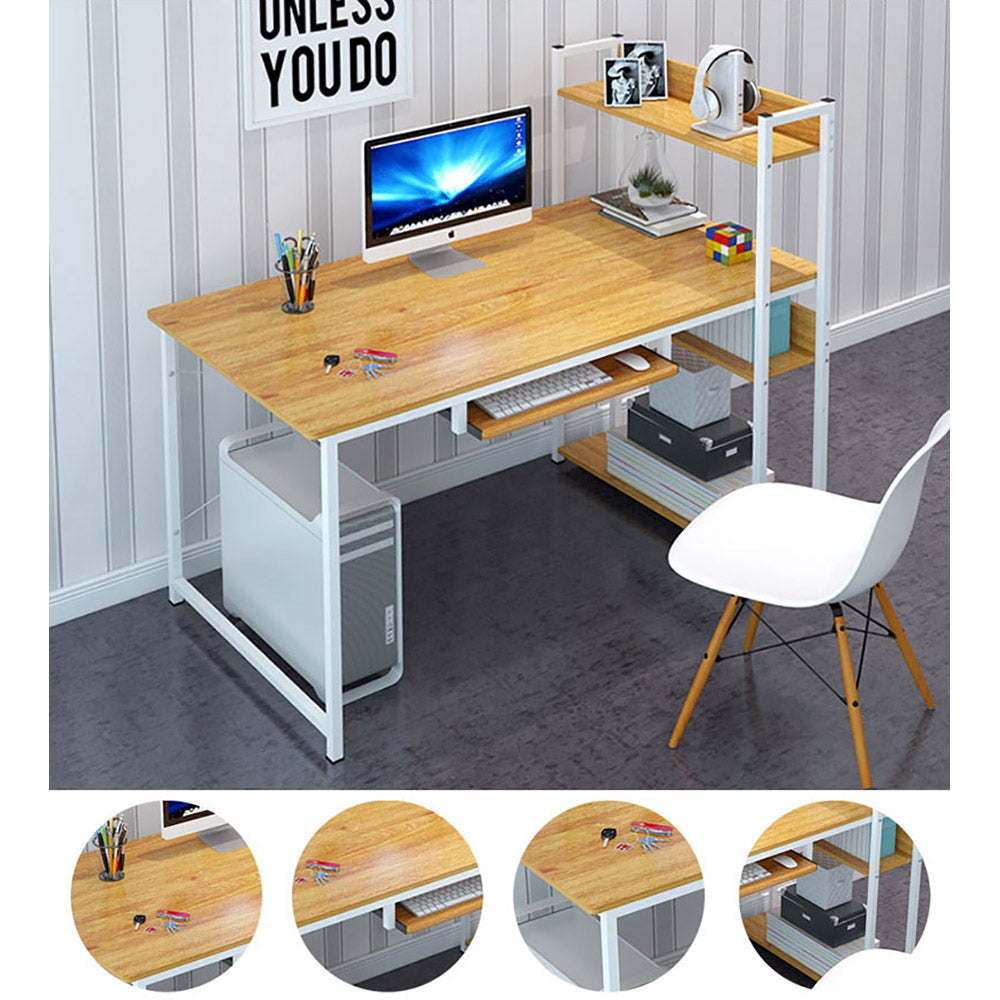 Synsia Combination Workstation Computer Desk with Storage Shelves - Deluxe Home Delight