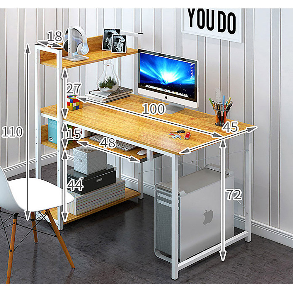 Synsia Combination Workstation Computer Desk with Storage Shelves - Deluxe Home Delight